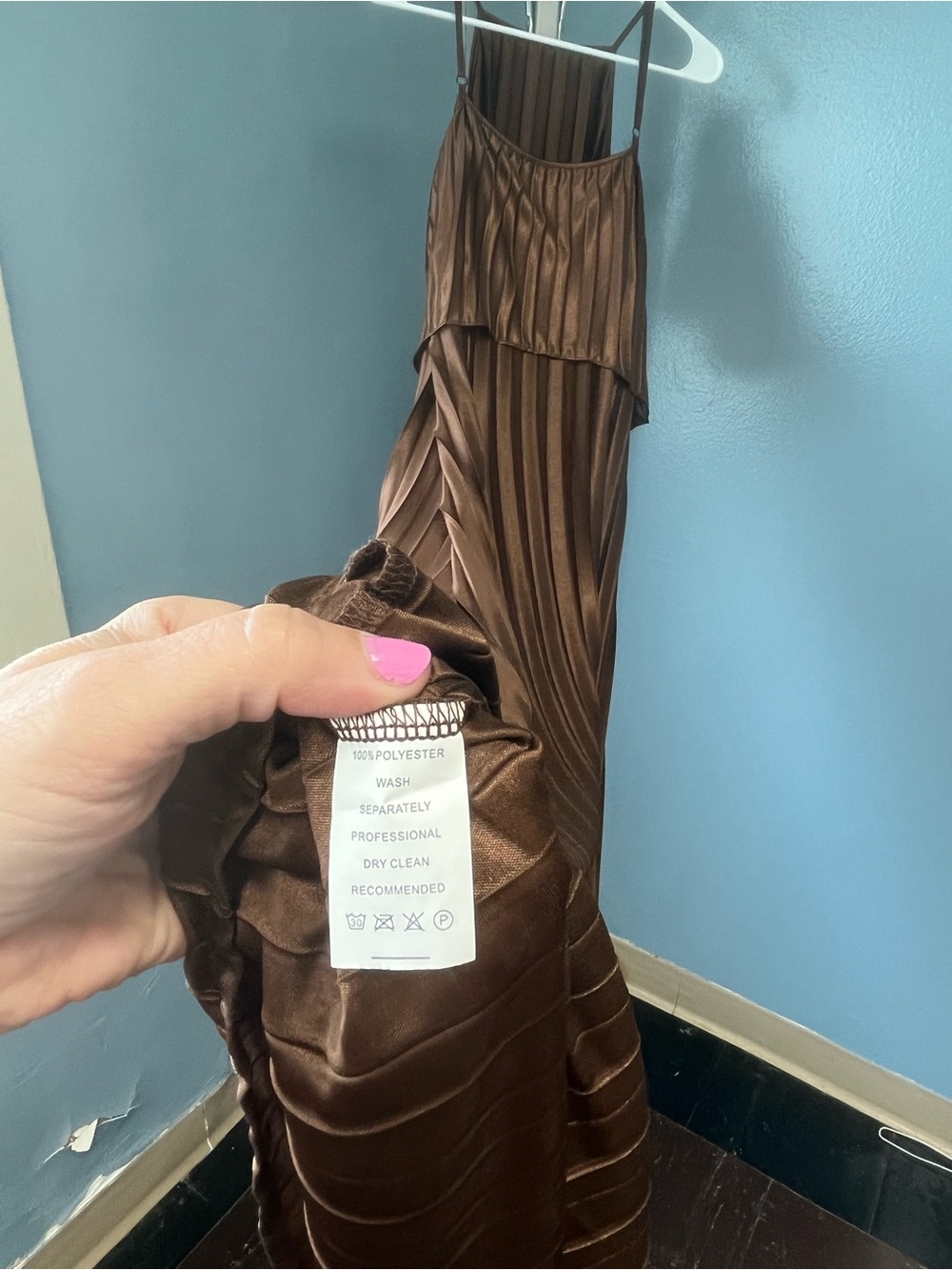 Brown Pleated Maxi Dress - Picture 7 of 7